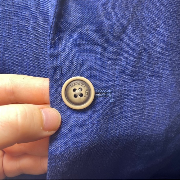 Manuel Ritz Men’s Blue 100% Linen Blend Blazer in 40R Tailored Two Button Jacket - Picture 4 of 11